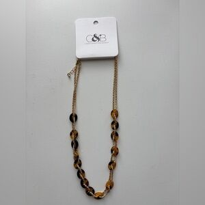 Christopher & Banks Gold and Brown Leopard bead Necklace
